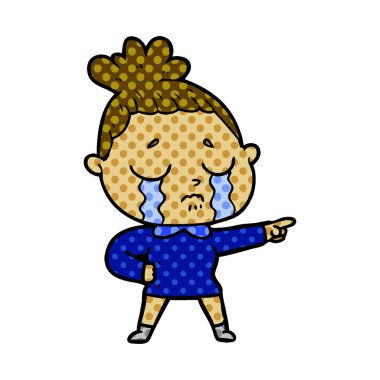 vektör çizim karikatür ağlayan kadın