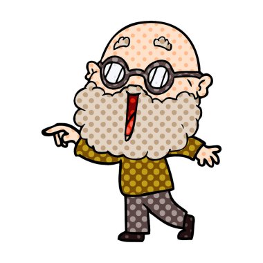 çizgi film neşeli adam sakal işaret parmağı