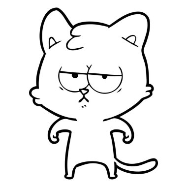 vektör çizim sıkılmış karikatür kedi