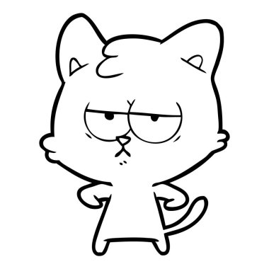 vektör çizim sıkılmış karikatür kedi