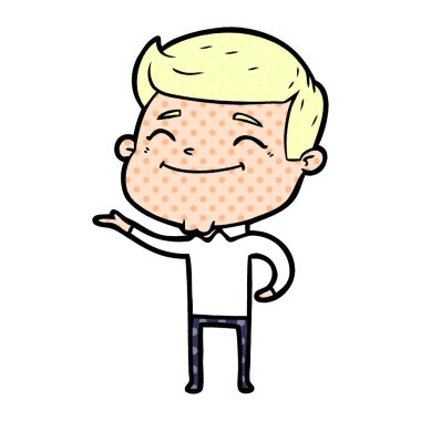 mutlu çizgi film adam vektör çizim