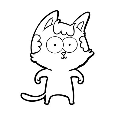 vektör çizim karikatür mutlu kedi