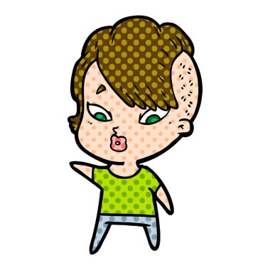 vektör çizim karikatür sürpriz kız