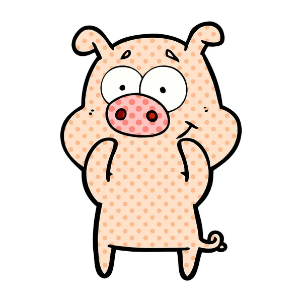 Vector Illustration Happy Cartoon Pig — Stock Vector