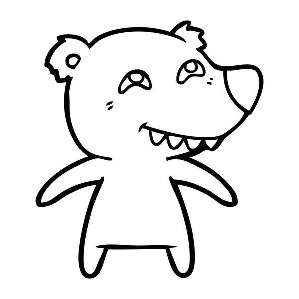 Oso Dibujos Animados Mostrando Los Dientes — Vector de stock