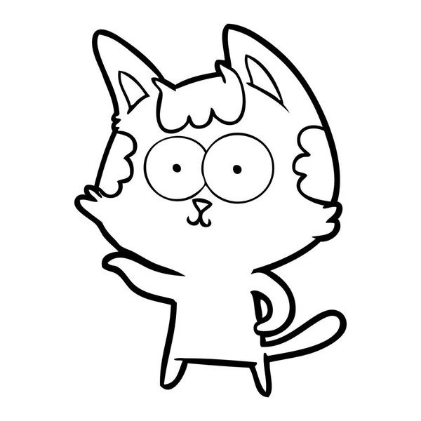 Ilustración Vectorial Feliz Gato Dibujos Animados — Archivo Imágenes Vectoriales