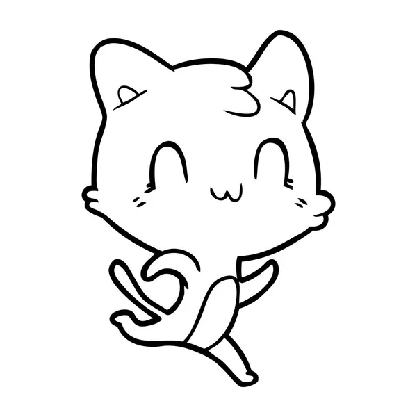 Ilustração Vetorial Desenho Animado Gato Feliz —  Vetores de Stock