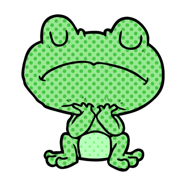 Grenouille Dessin Animé Attendant Patiemment — Image vectorielle