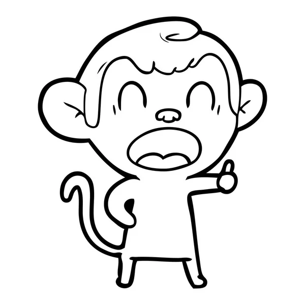 Vektorové Ilustrace Zející Kreslená Opice — Stockový vektor
