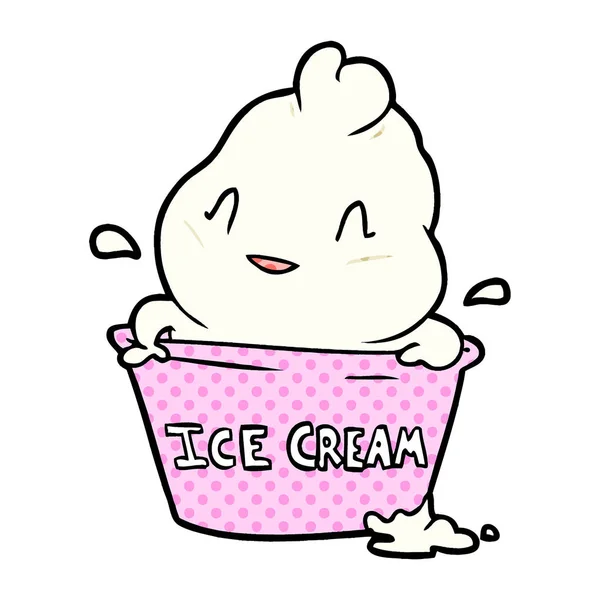 Cute Cartoon Ice Cream — Stock Vector
