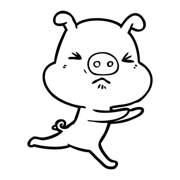 Caricatura Molesto Cerdo Corriendo — Archivo Imágenes Vectoriales