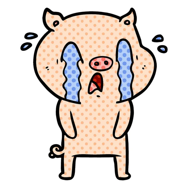 Векторная Иллюстрация Плачущей Свиньи — стоковый вектор