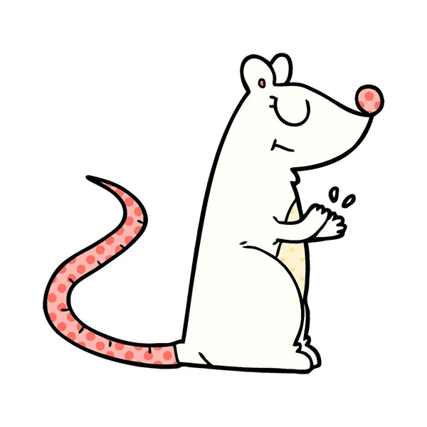 白い漫画のマウスのベクトル イラスト — ストックベクタ