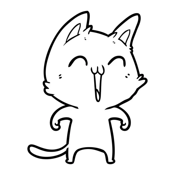 Feliz Desenho Animado Gato Meowing — Vetor de Stock