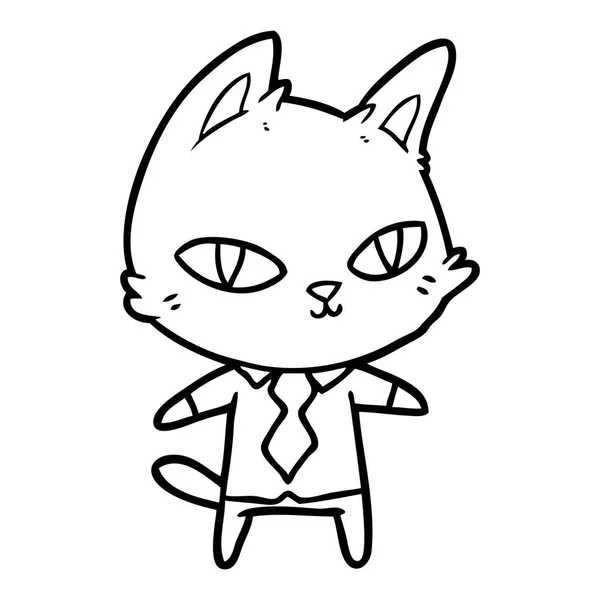 Chat Dessin Animé Vêtements Bureau — Image vectorielle