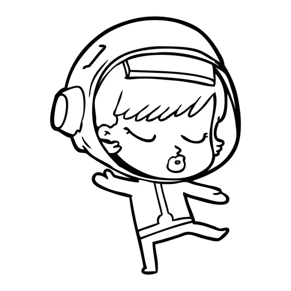 Dibujos Animados Bastante Astronauta Chica Bailando — Vector de stock