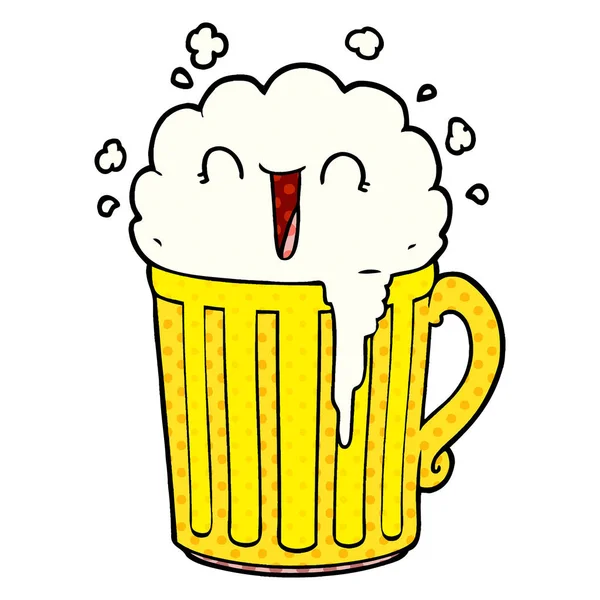 Happy Cartoon Mug Beer — Stock Vector