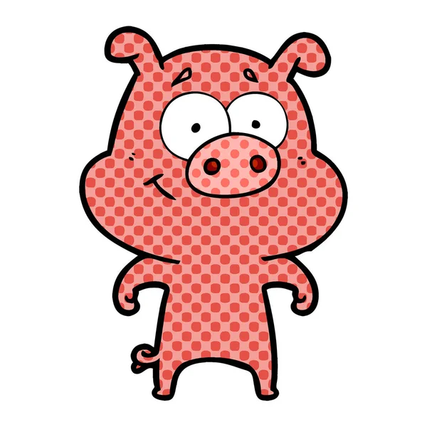 Vector Illustration Happy Cartoon Pig — Stock Vector