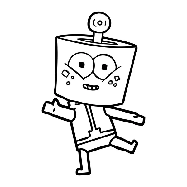 Robot Cartoon Szczęśliwy Taniec — Wektor stockowy