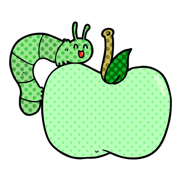 卡通苹果和虫子 — 图库矢量图片