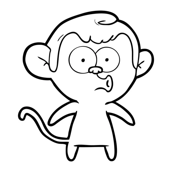 Ilustração Vetorial Macaco Assobiando Desenhos Animados Isolado Branco — Vetor de Stock