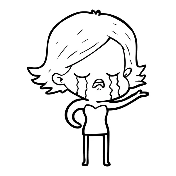 Vector Illustration Cartoon Girl Crying — Stock Vector