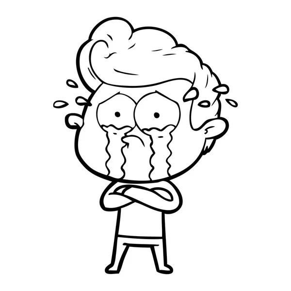 Ilustração Vetorial Homem Chorando Desenhos Animados — Vetor de Stock