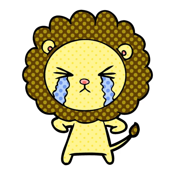 Vector Ilustración Dibujos Animados Llorando León — Vector de stock