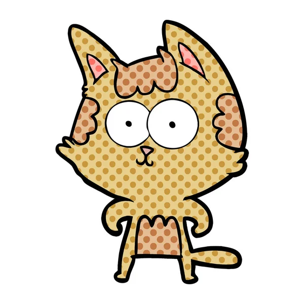 Vectorillustratie Van Happy Cartoon Kat — Stockvector