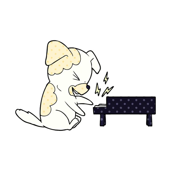 漫画の犬がピアノのロッキング — ストックベクタ