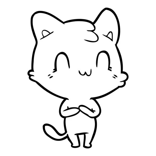 Vector Ilustración Dibujos Animados Gato Feliz — Archivo Imágenes Vectoriales