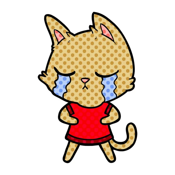 Wektor Ilustracja Kot Kreskówka Płacz — Wektor stockowy