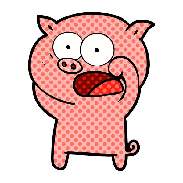 Ilustração Vetorial Porco Dos Desenhos Animados Gritando —  Vetores de Stock