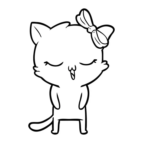 Cartoon Cat Bow Head — Stock Vector