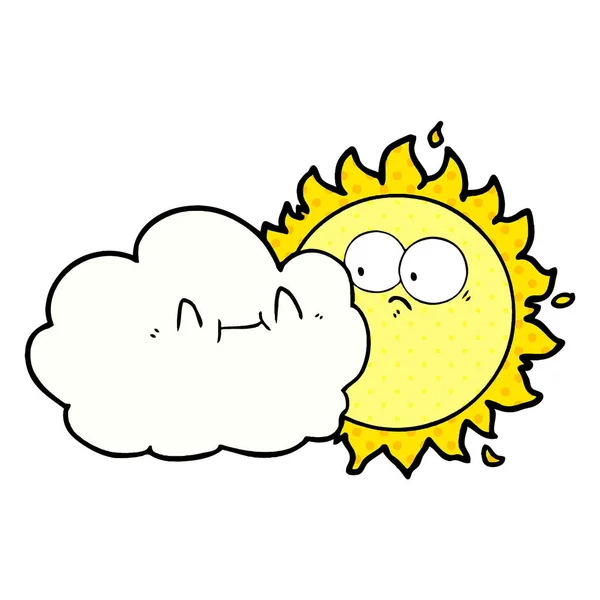 Niedliche Karikatur Wolke Und Sonne — Stockvektor