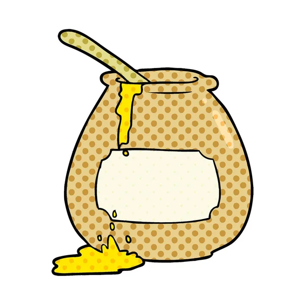 Vector Illustration Cartoon Honey Pot — Stock Vector