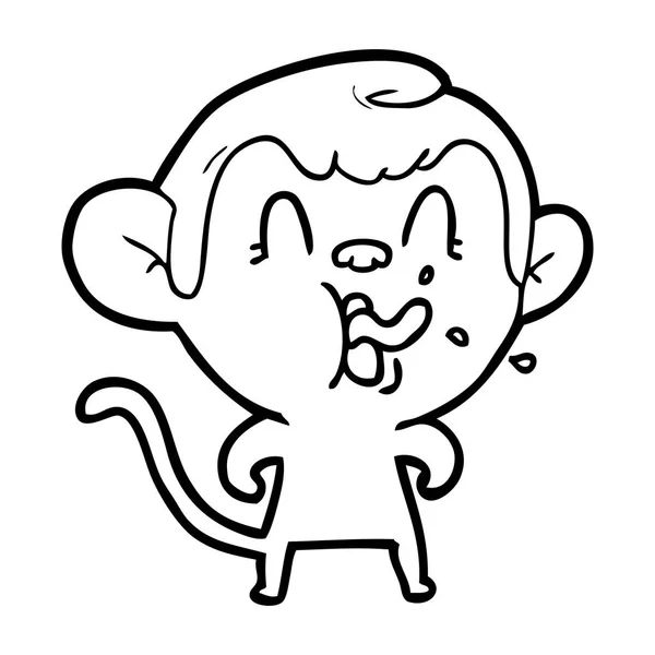 Vector Illustration Cartoon Monkey Showing Tongue Isolated White — Stock Vector