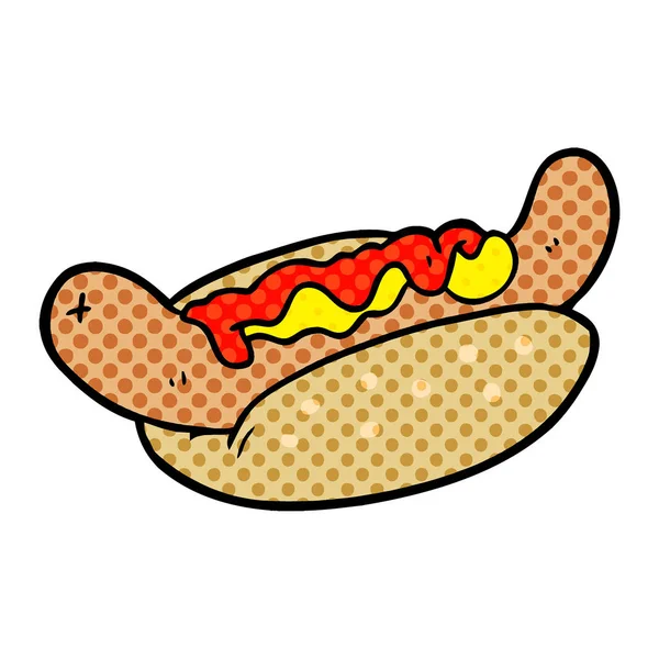 Cartoon Fresh Tasty Hot Dog — Stock Vector