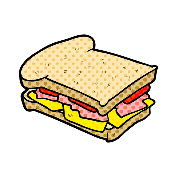Cartoon Ham Cheese Tomato Sandwich — Stock Vector
