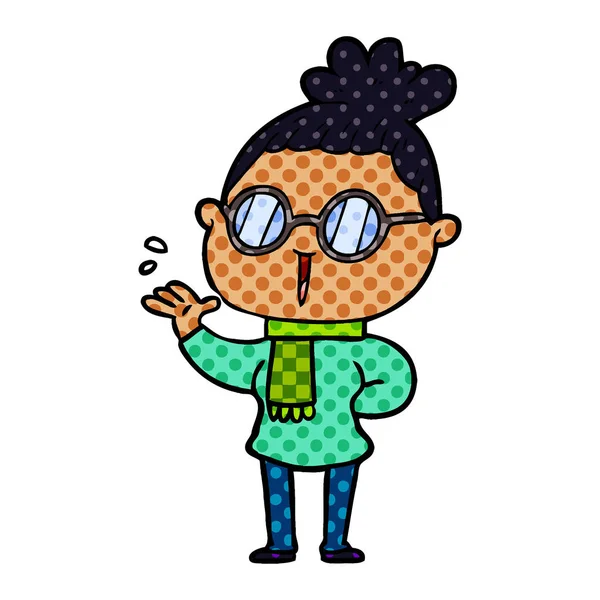 Mujer Dibujos Animados Con Gafas — Archivo Imágenes Vectoriales