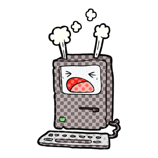 コンピューターの過熱漫画のベクトル イラスト — ストックベクタ