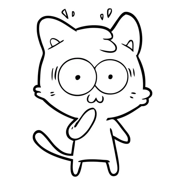 Εικονογράφηση Διάνυσμα Έκπληκτος Γάτα Γελοιογραφία — Διανυσματικό Αρχείο