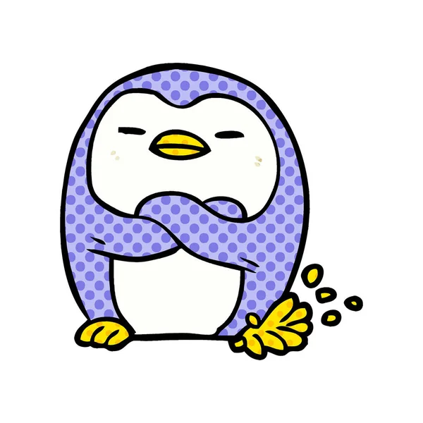 Desenho Animado Pinguim Batendo — Vetor de Stock