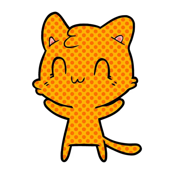 Illustration Vectorielle Dessin Animé Chat Heureux — Image vectorielle