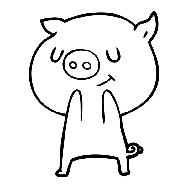 Векторная Иллюстрация Счастливой Мультяшной Свиньи — стоковый вектор