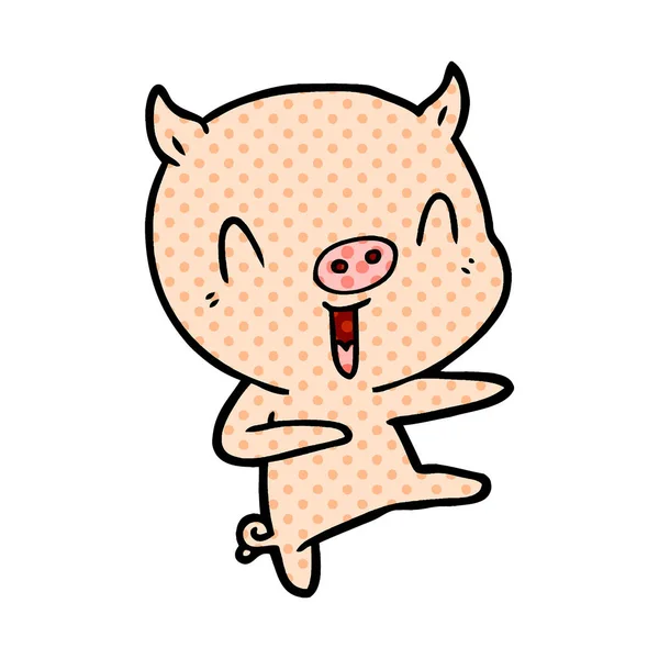 Vector Illustration Cartoon Pig Dancing — Stock Vector