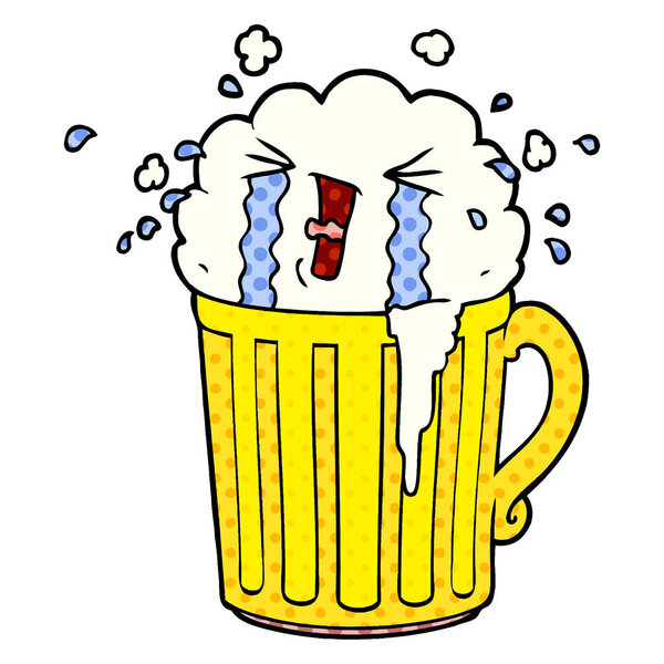 карикатурная кружка пива плачет
