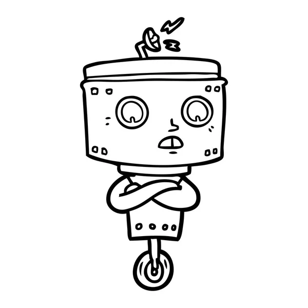 Robô Dos Desenhos Animados Com Braços Cruzados — Vetor de Stock