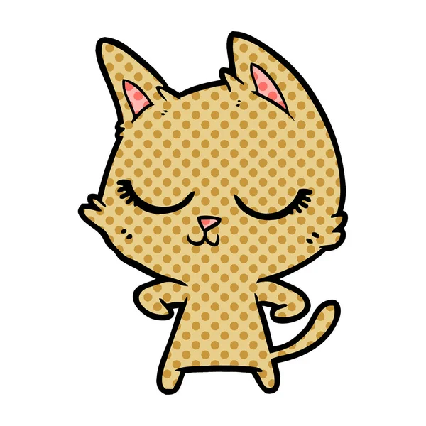 Εικονογράφηση Διάνυσμα Γάτα Ήρεμη Γελοιογραφία — Διανυσματικό Αρχείο