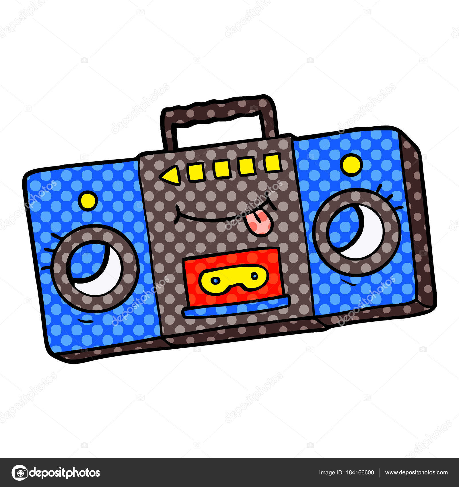 Cartoon Retro Cassette Tape Player Stock Vector Image by